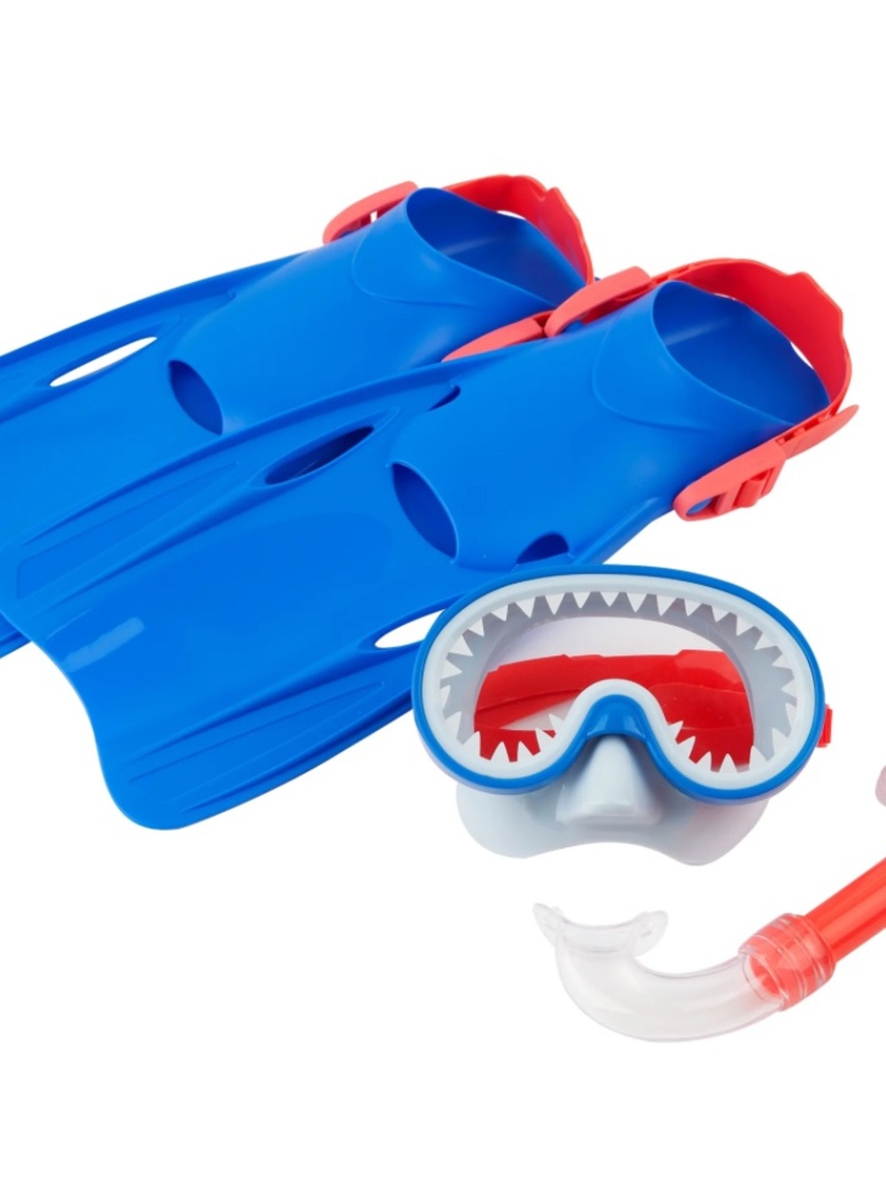 Kids Snorkel Set - Blue and Red Fins with Shark Mask